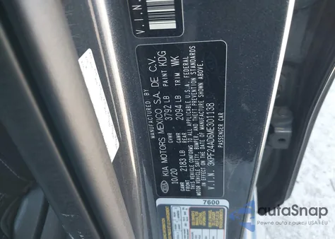 2021 Kia Forte Fe from USA, damaged, VIN 3KPF24AD6ME301138